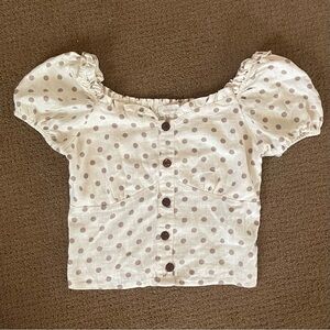 Polka Dot Puff Sleeve Top